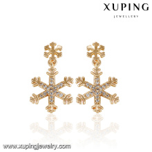 93064 Hot sale unique ladies jewelry design snowflake shaped drop earrings with tiny zircon